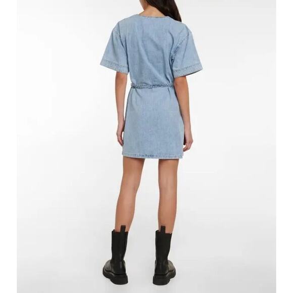 FRAME Kaftan Denim Minidress in Breezy Size XS $345 retail with pockets - Picture 11 of 12